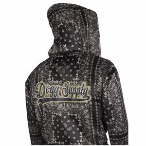 Dogg Supply Hooded Lounge Robe Snoop Dogg Bandana Paisley Micro Fleece Men Small